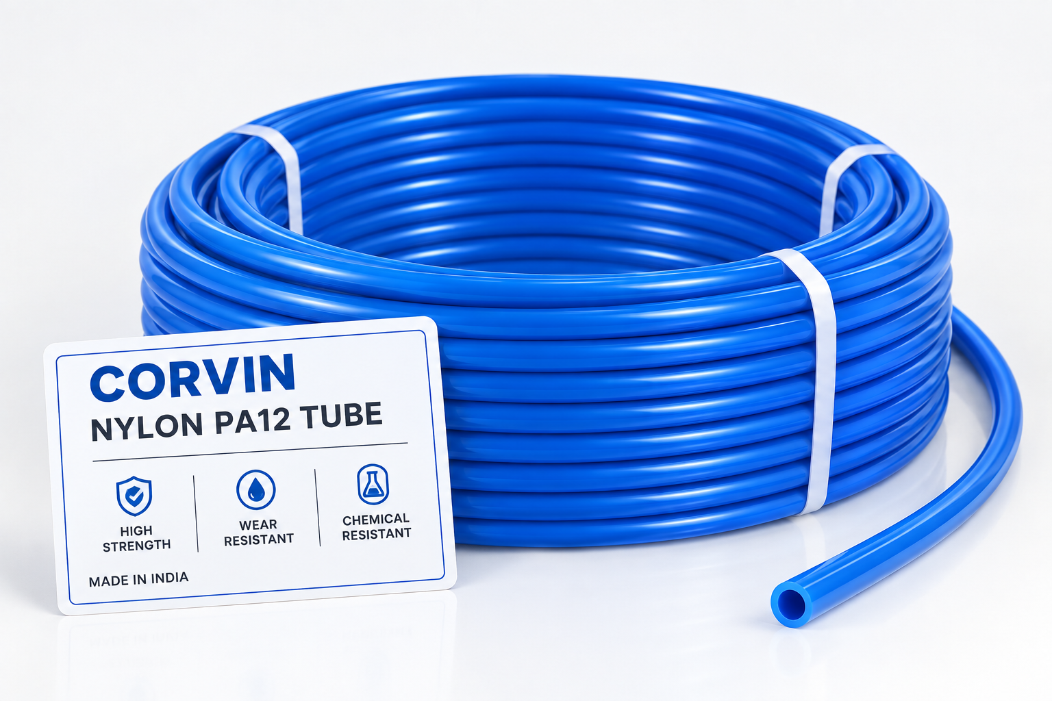 Nylon PA (Polyamide) Tubes manufactured by Corvin Polytech for industrial pneumatic systems