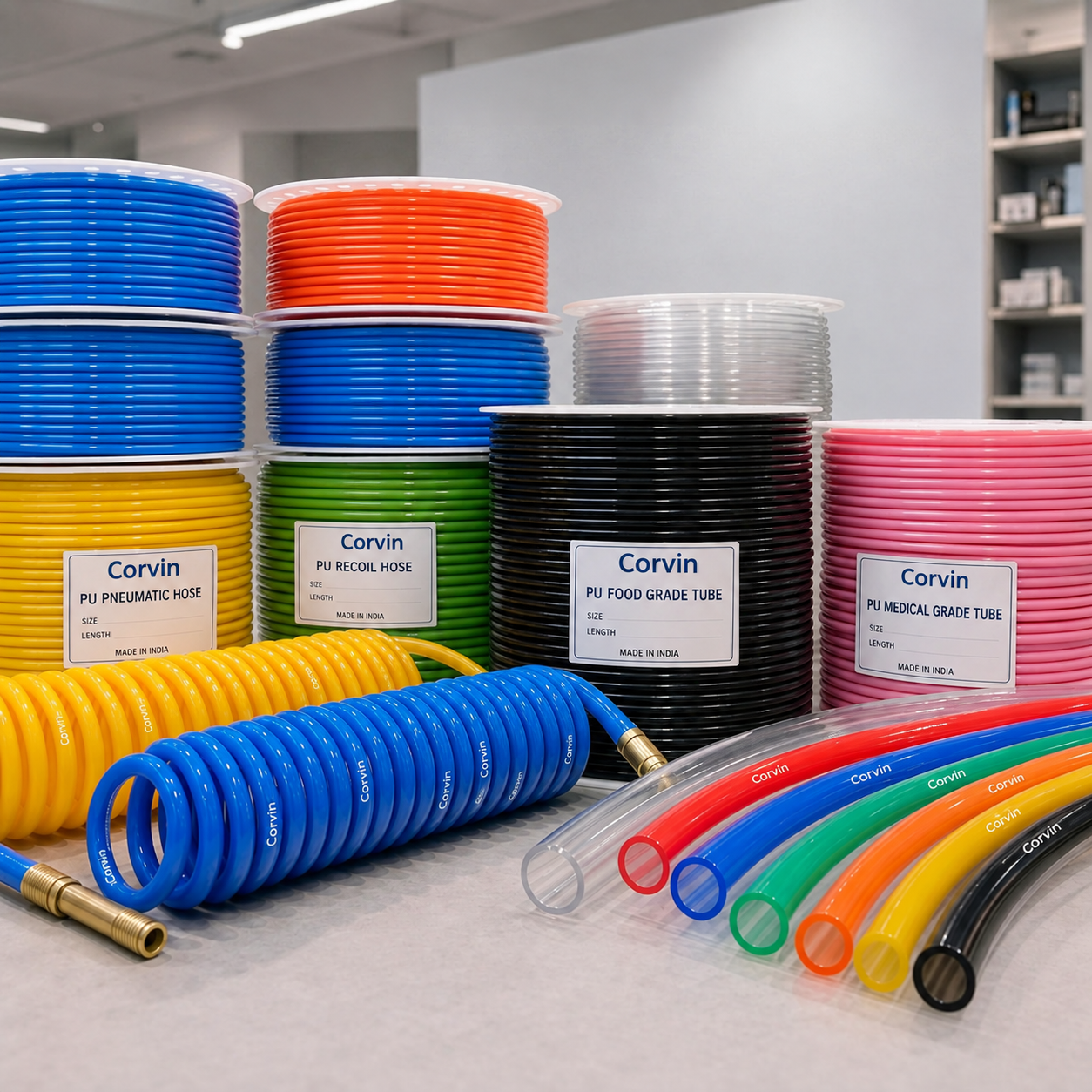 Colorful coiled PU pneumatic tubes